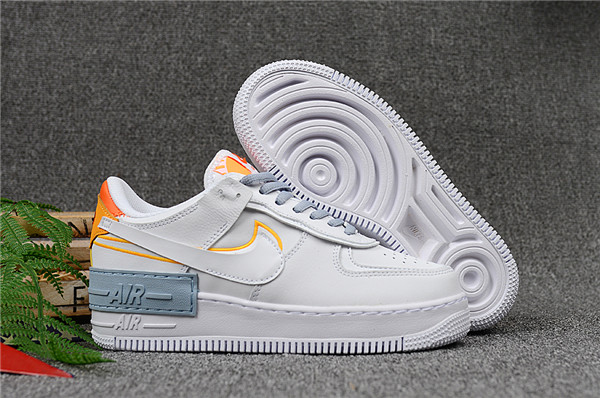 Women's Air Force 1 Low Top White/Orange/Yellow Shoes 032